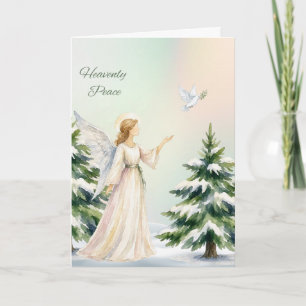 Himmlische Friedensengel- und Tauben-Weihnachtskar Feiertagskarte