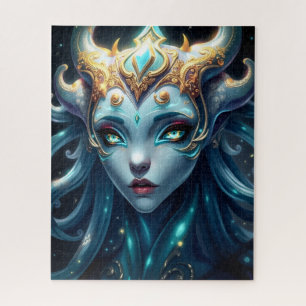 Himmlische Frostsirene mit leuchtenden Sternenauge Puzzle