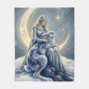 Himmlische Galaxie Hase Mond Göttin Fantasy-Kunst Fleecedecke