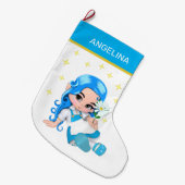 Himmlische Girl & Stars Großer Weihnachtsstrumpf (Vorderansicht (hängend))