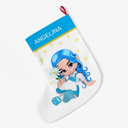 Himmlische Girl & Stars Großer Weihnachtsstrumpf (Rückseite (Hängend))