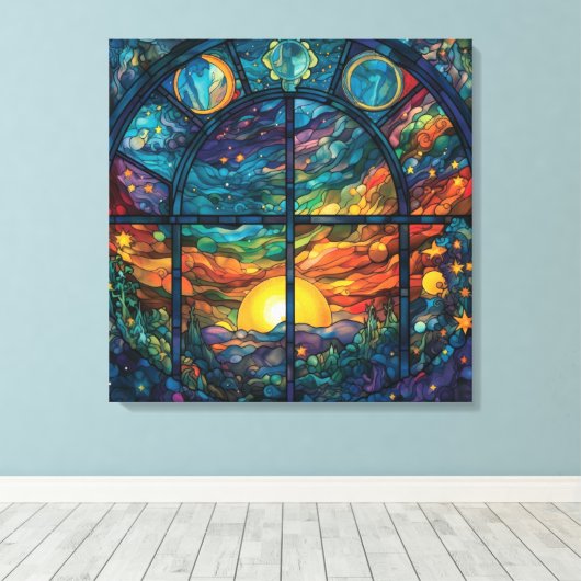 Himmlische Glaskunstwerk-Leinwand Leinwanddruck (Insitu (Holzboden))