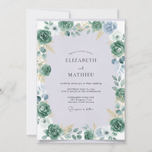 Himmlische Gold-Sukkulenten-Eukalyptus-Hochzeit Einladung