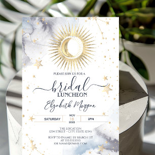 Himmlische goldene Sonne, Mond und Sterne - Hochze Einladung