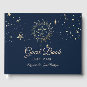 Himmlische goldene Sonne und Mond Gästebuch