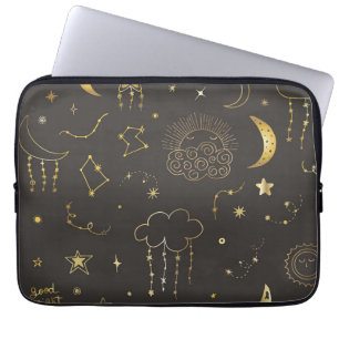 Himmlische goldene Sterne, Mond & Sternbilder Laptopschutzhülle