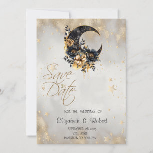 Himmlische Goldsterne Floral Mond Save The Date