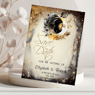 Himmlische Goldsterne Monde Dunkel Save The Date