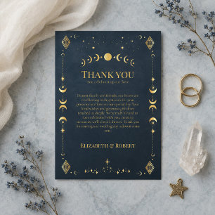 Himmlische gothische Mitternachtsblaue Goldene Hoc Dankeskarte