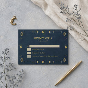 Himmlische gothische Mitternachtsblaue Goldene Hoc RSVP Karte