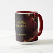 Himmlische gotische Mr. & Mrs. Hochzeitsdatum Gesc Tasse (VorderseiteRechts)
