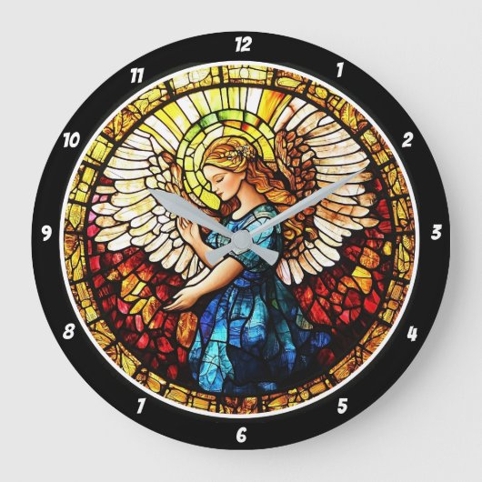 Himmlische Graubündel-Angel-Wand Große Wanduhr (Vorderseite)