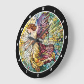 Himmlische Grauzeit: Glass Angel Wall Große Wanduhr (Winkel)