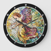 Himmlische Grauzeit: Glass Angel Wall Große Wanduhr (Vorderseite)