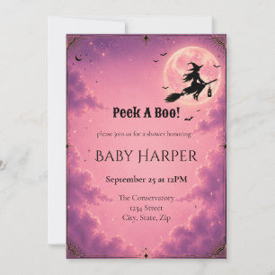 Himmlische Halloween-Baby-Shower-Einladung Rosa Einladung