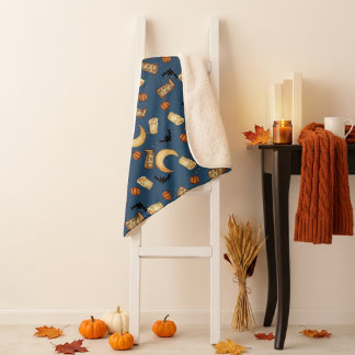 Himmlische Halloween-Hexenmond-Sherpa-Decke Sherpadecke