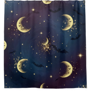Himmlische Halloween-Nacht-Bokeh - Mystischer Mond Duschvorhang