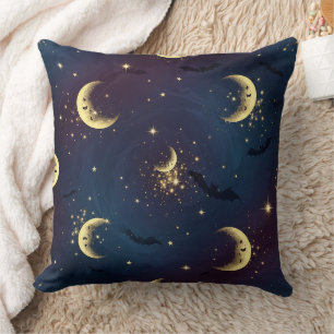 Himmlische Halloween-Nacht-Bokeh - Mystischer Mond Kissen