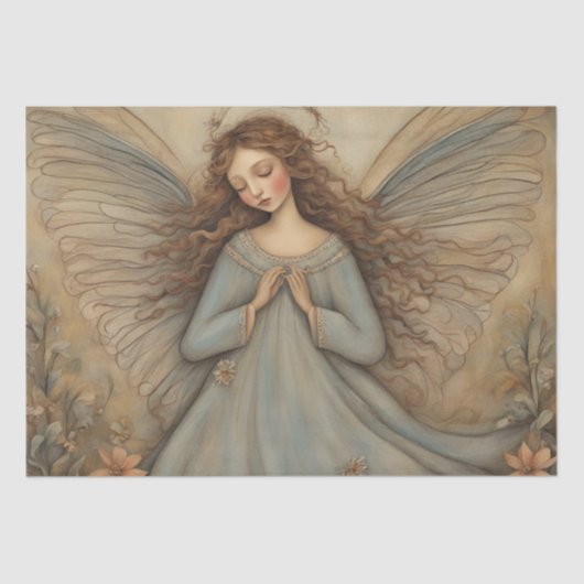 Himmlische Harmonie: Folk Art Angel Decoupage Seidenpapier (Vorderseite)