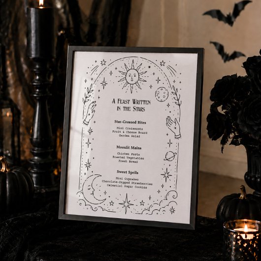 Himmlische Hexen-Halloween-Brautjungfern-Menü Poster