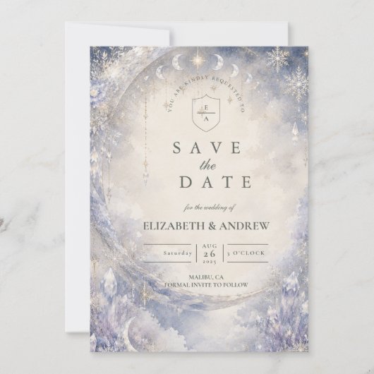 Himmlische himmlische Winterhochzeit Save The Date (Vorderseite)