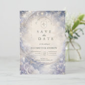 Himmlische himmlische Winterhochzeit Save The Date (Stehend Vorderseite)