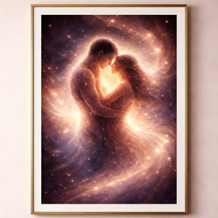 Himmlische Hingabe – Abstrakte Kosmische Paarkunst Poster