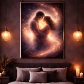 Himmlische Hingabe – Abstrakte Kosmische Paarkunst Poster