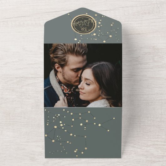 Himmlische Hochzeit All In One Einladung (Außenbereich)