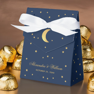 Himmlische Hochzeit Mitternachtsblau Goldene Stern Geschenkschachtel