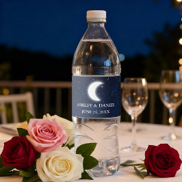 Himmlische Hochzeits-Wasserfarbe Blaue Himmel Mond Wasserflaschenetikett