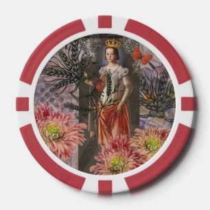 Himmlische Jungfrau-Göttin-Collage: Vintage-Himmel Pokerchips
