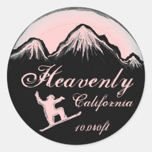 Himmlische kalifornische Rosa-Snowboard-Kunstklebe Runder Aufkleber