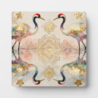 Himmlische Kraniche in Harmonie - Wasserfarben  Fotoplatte