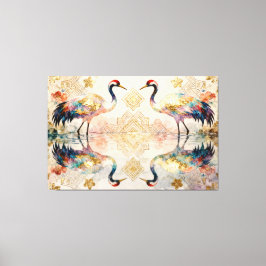 Himmlische Kraniche in Harmonie - Wasserfarben  Leinwanddruck