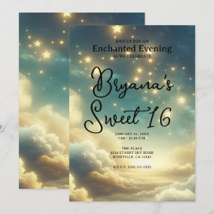 Himmlische leuchtende Sterne Sternenhimmel Sweet 1 Einladung