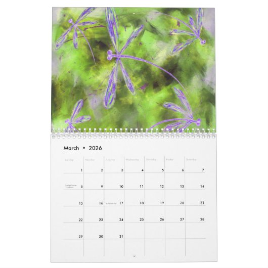 Himmlische Libellen auf einem Sternenhimmel Kalender (Mär 2026)