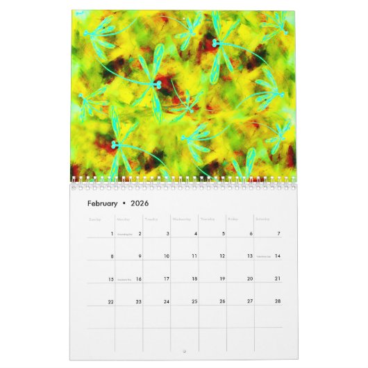 Himmlische Libellen auf einem Sternenhimmel Kalender (Feb 2026)