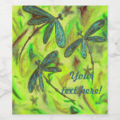 Himmlische Libellen auf einem Sternenhimmel Weinetikett (Einzelnes Label)