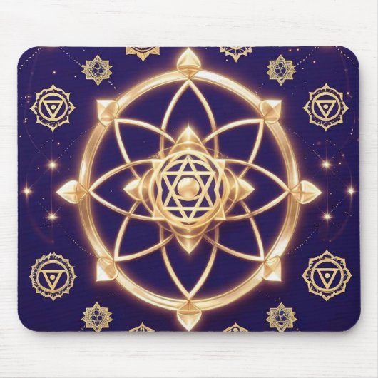 Himmlische Lichtgeometrie — Heiliges Muster Mousepad (Vorne)