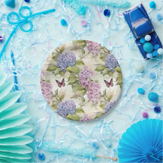 Himmlische Lila Hydrangea Harmonie Pappteller (Party)