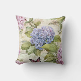 Himmlische Lila Hydrangea und Schmetterlingsharmon Kissen
