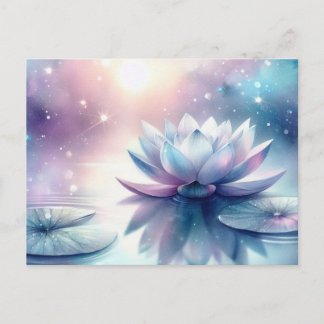 Himmlische Lotusblüte Wasserlilie Spirituell Kosmi Feiertagspostkarte