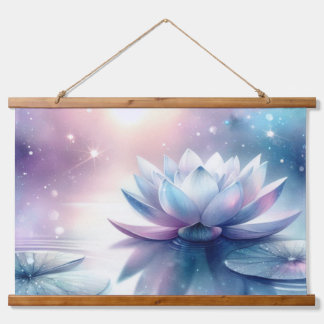 Himmlische Lotusblüte Wasserlilie Spirituell Kosmi Wandteppich Mit Holzrahmen
