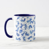 Himmlische Ming schwebende Katzen Tasse | Blaue Ak (Links)