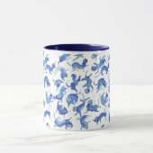Himmlische Ming schwebende Katzen Tasse | Blaue Ak (Zentrum)