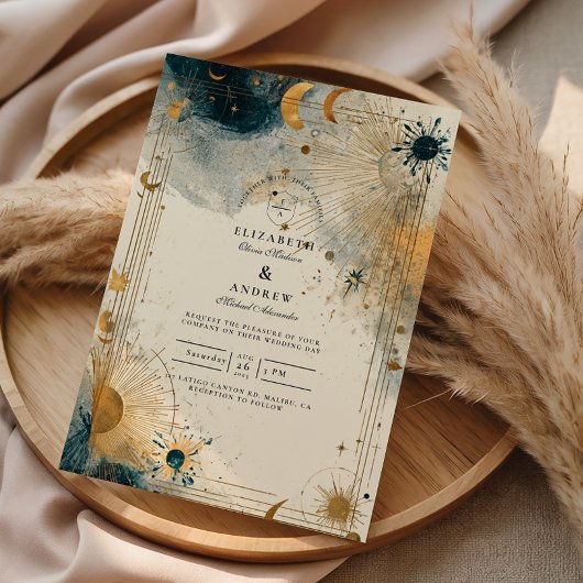 Himmlische Mitternachts-Hochzeit Einladung