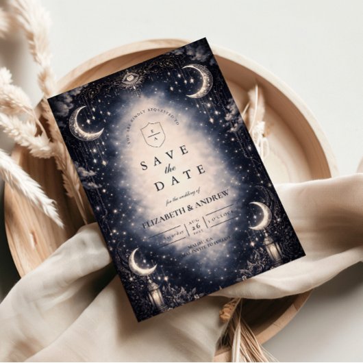 Himmlische Mond-Gotische Hochzeit Save The Date