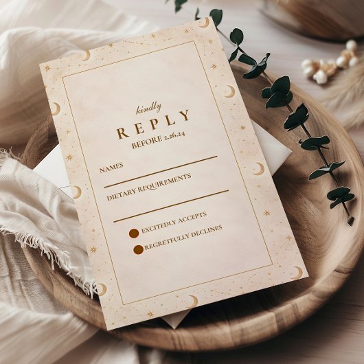 Himmlische Mond- und Sternenhochzeit RSVP Karte