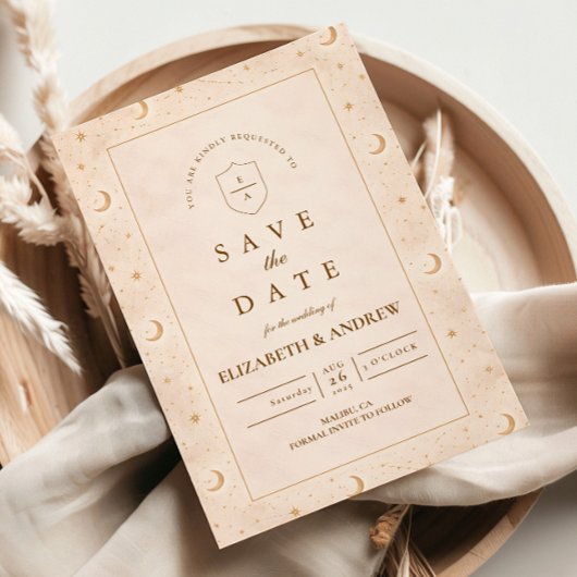 Himmlische Mond- und Sternenhochzeit Save The Date